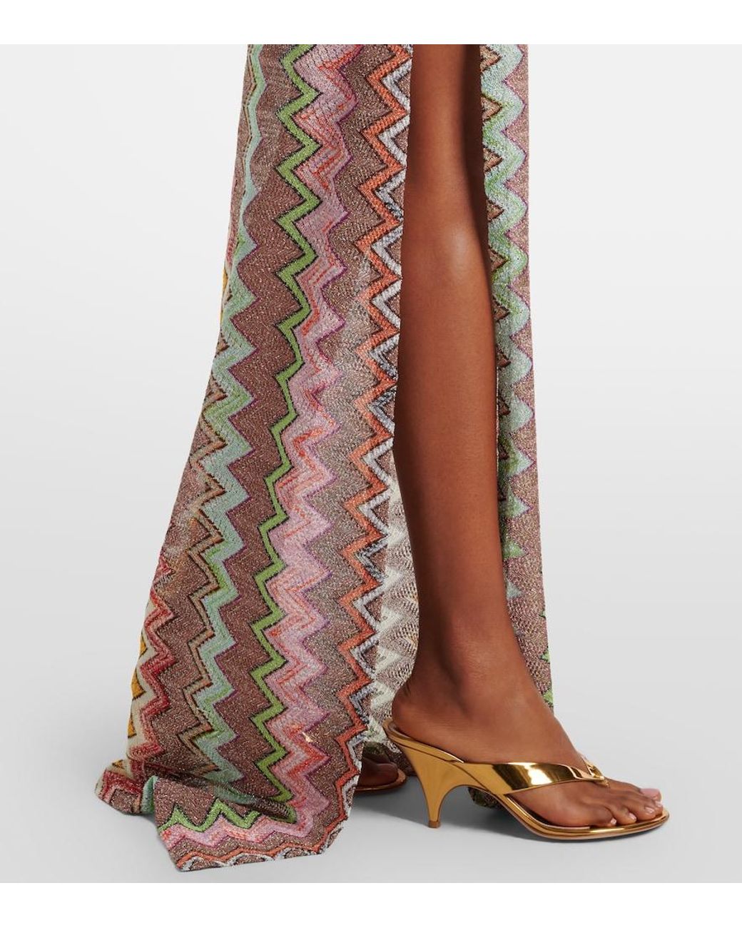 Missoni Brown Zigzag Lame Wrap Skirt