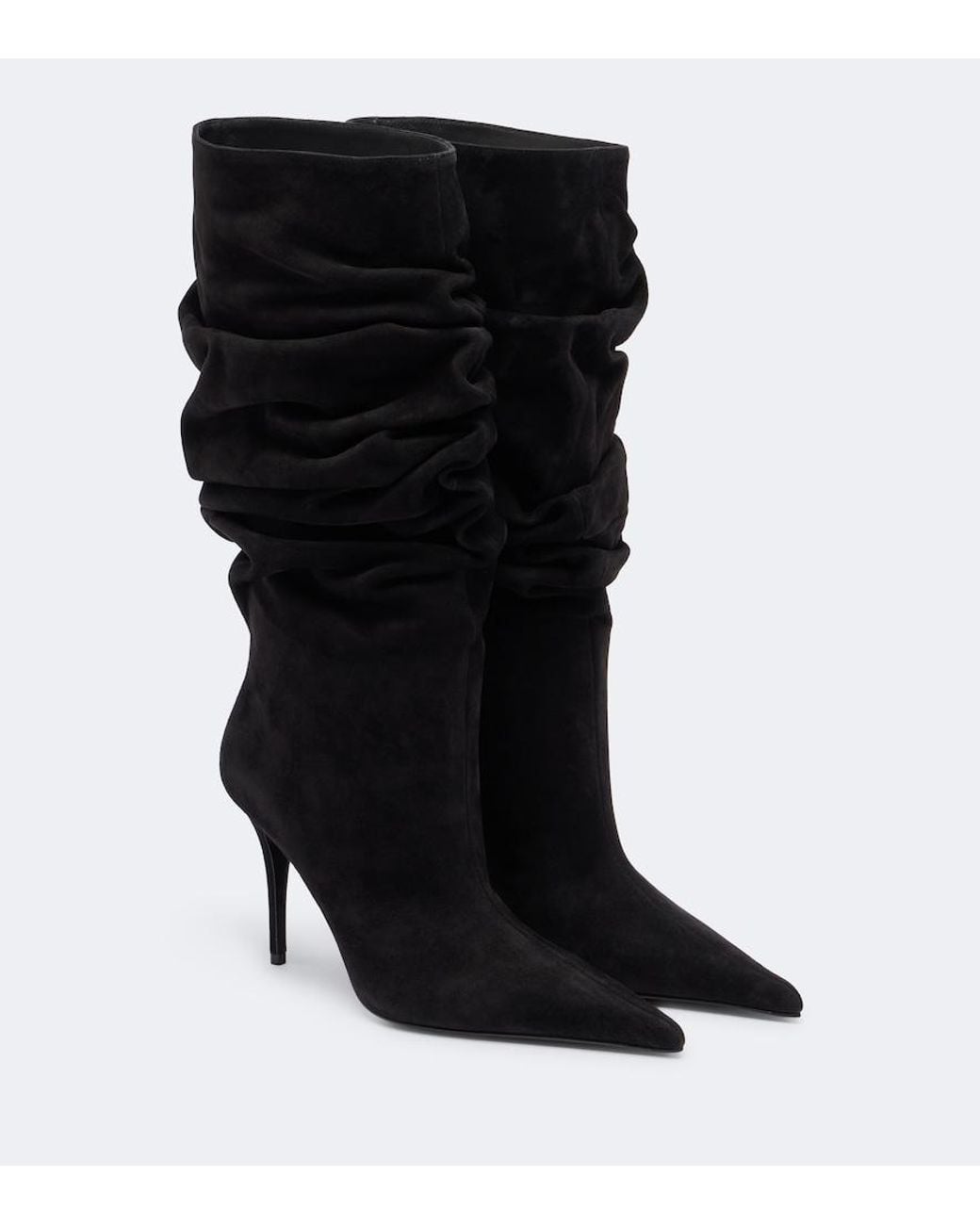 AMINA MUADDI Black Anok Suede Mid-Calf Boots