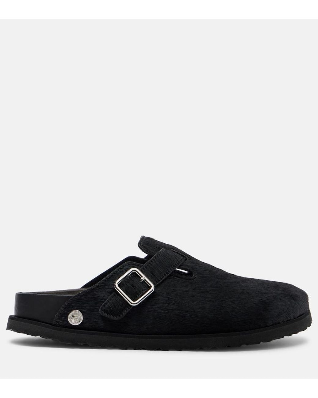 Birkenstock Black Boston Calf Hair Clogs