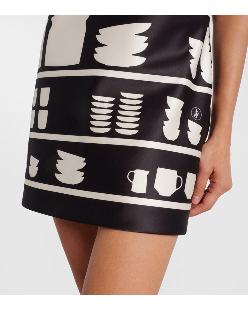 J.W. Anderson Black Mini Shift Printed Minidress