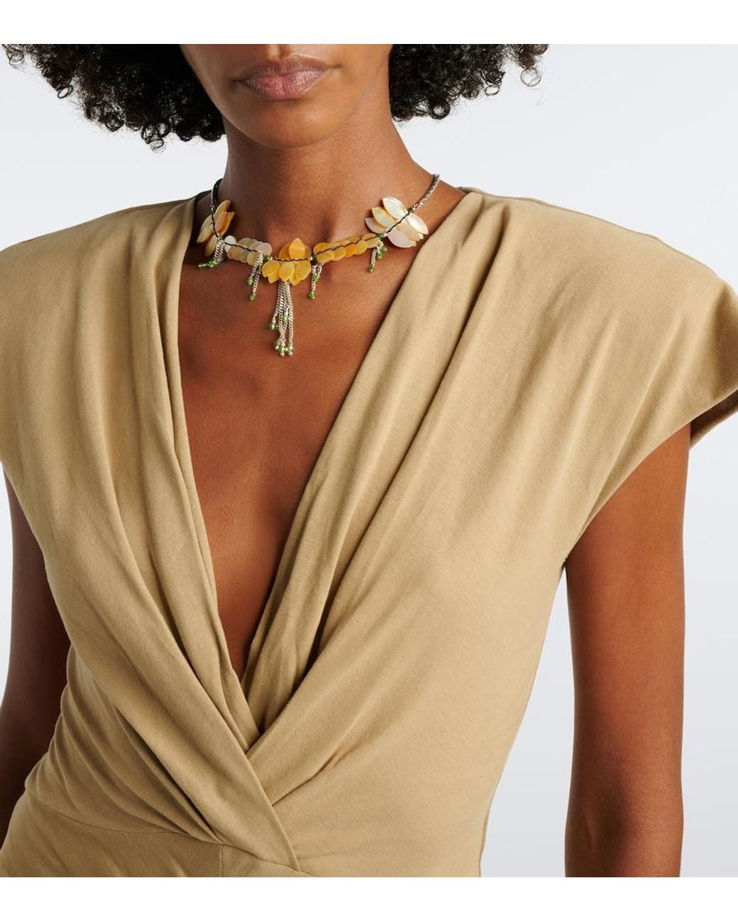 Isabel Marant Natural Nadra Gathered Cotton Jersey Midi Dress