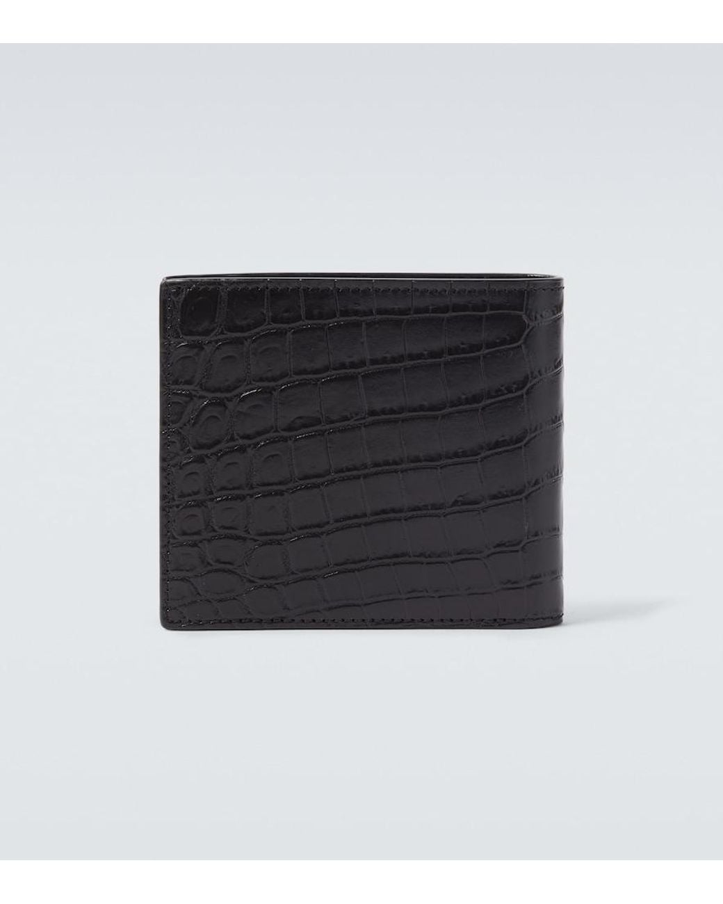 Saint Laurent Black Croc-Effect Leather Wallet for men