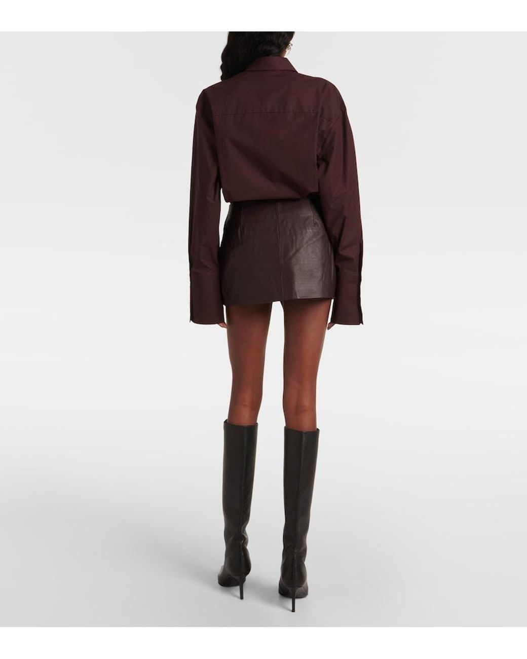 Frankie Shop Brown Cleo Leather Wrap Skirt