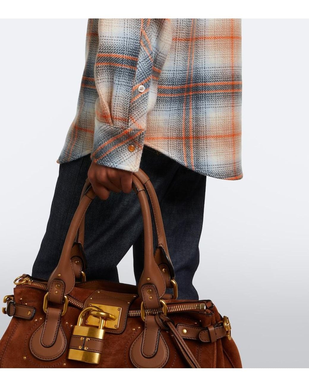 God's True Cashmere Multicolor Ironwood Plaid Cashmere Shirt With Carnelians