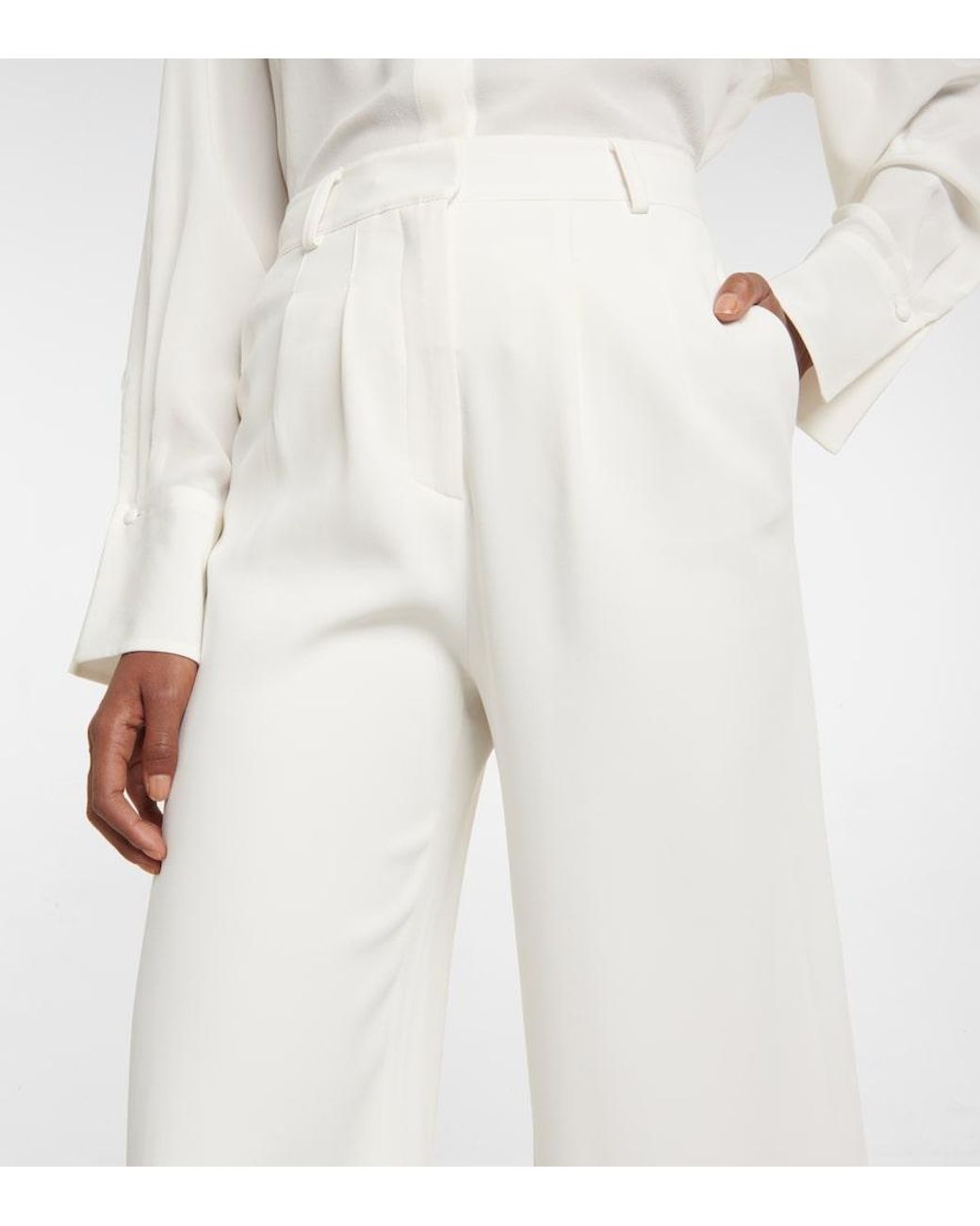 Etro White Pleated High-rise Cropped Pants