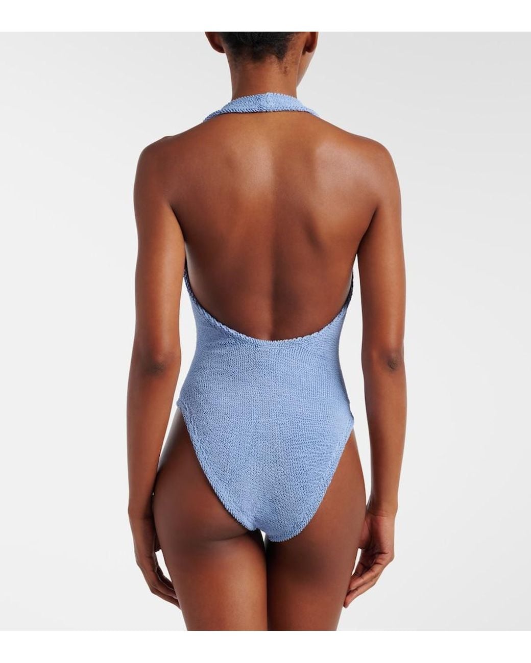 Hunza G Blue Sandy Halterneck Swimsuit