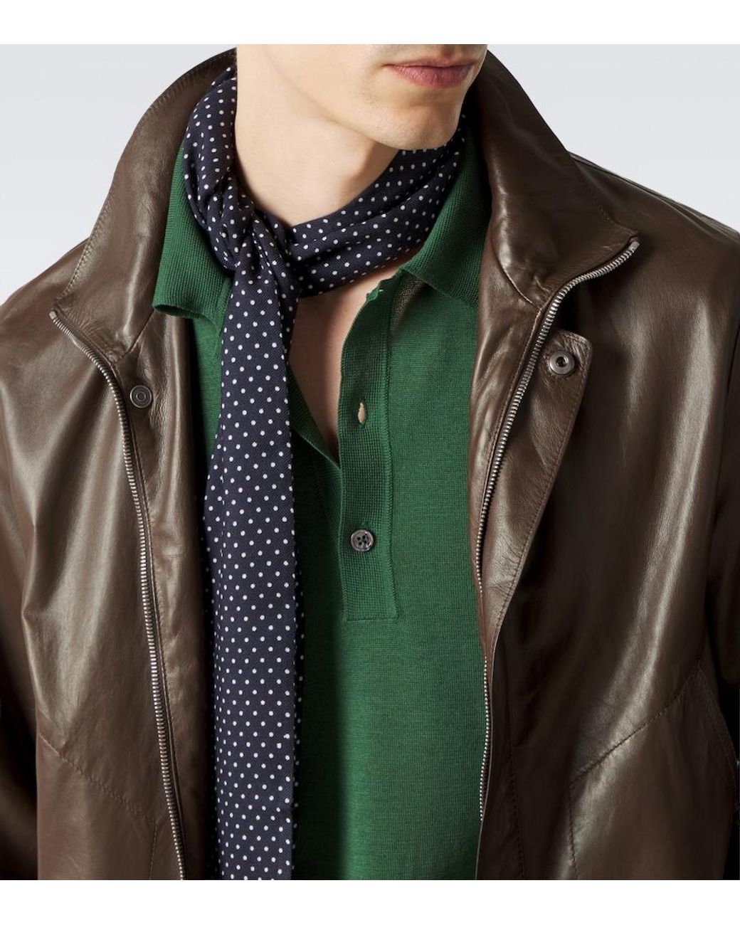Tom Ford Green Silk And Linen Polo Sweater for men
