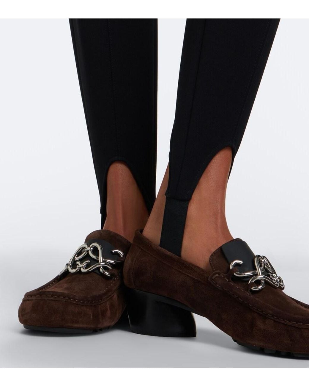 Loewe Brown Dive Double L Suede Loafer Pumps