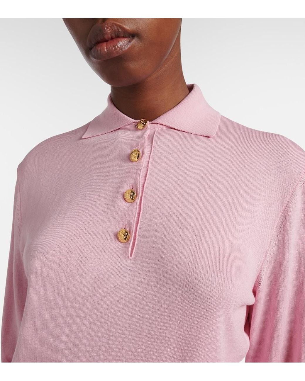 Blazé Milano Pink Alegria Silk And Cotton Polo Sweater