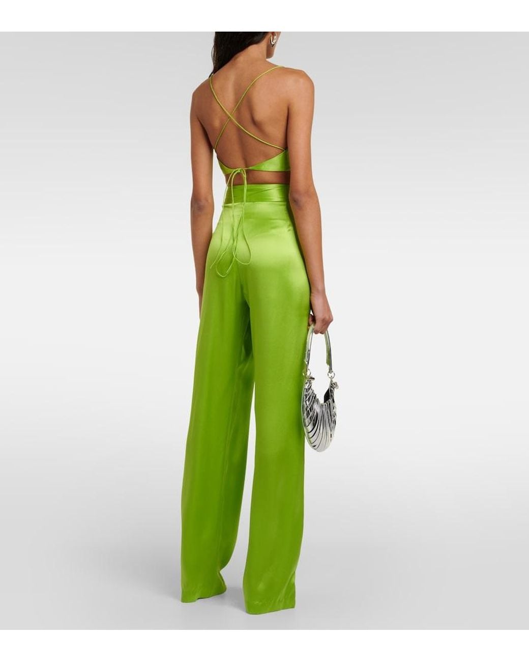 The Sei Green Silk Satin Bra Top