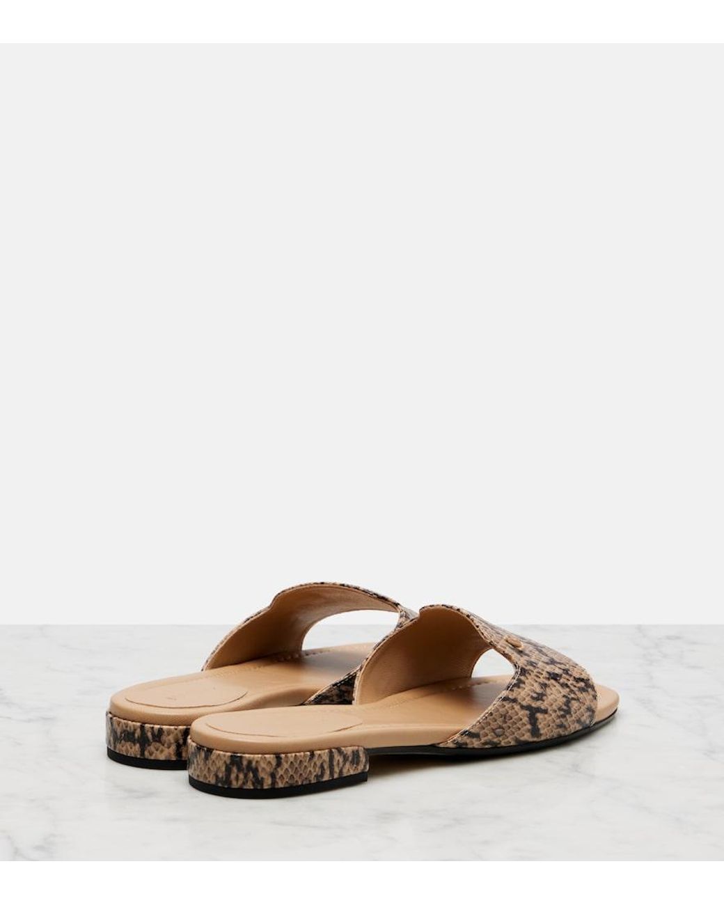 Jimmy Choo Natural Dina Snake-Effect Leather Slides