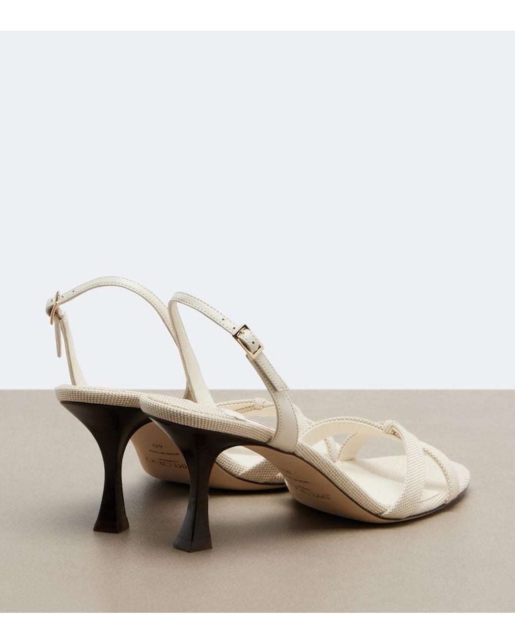 Jimmy Choo Natural Elsy Canvas Slingback Sandals
