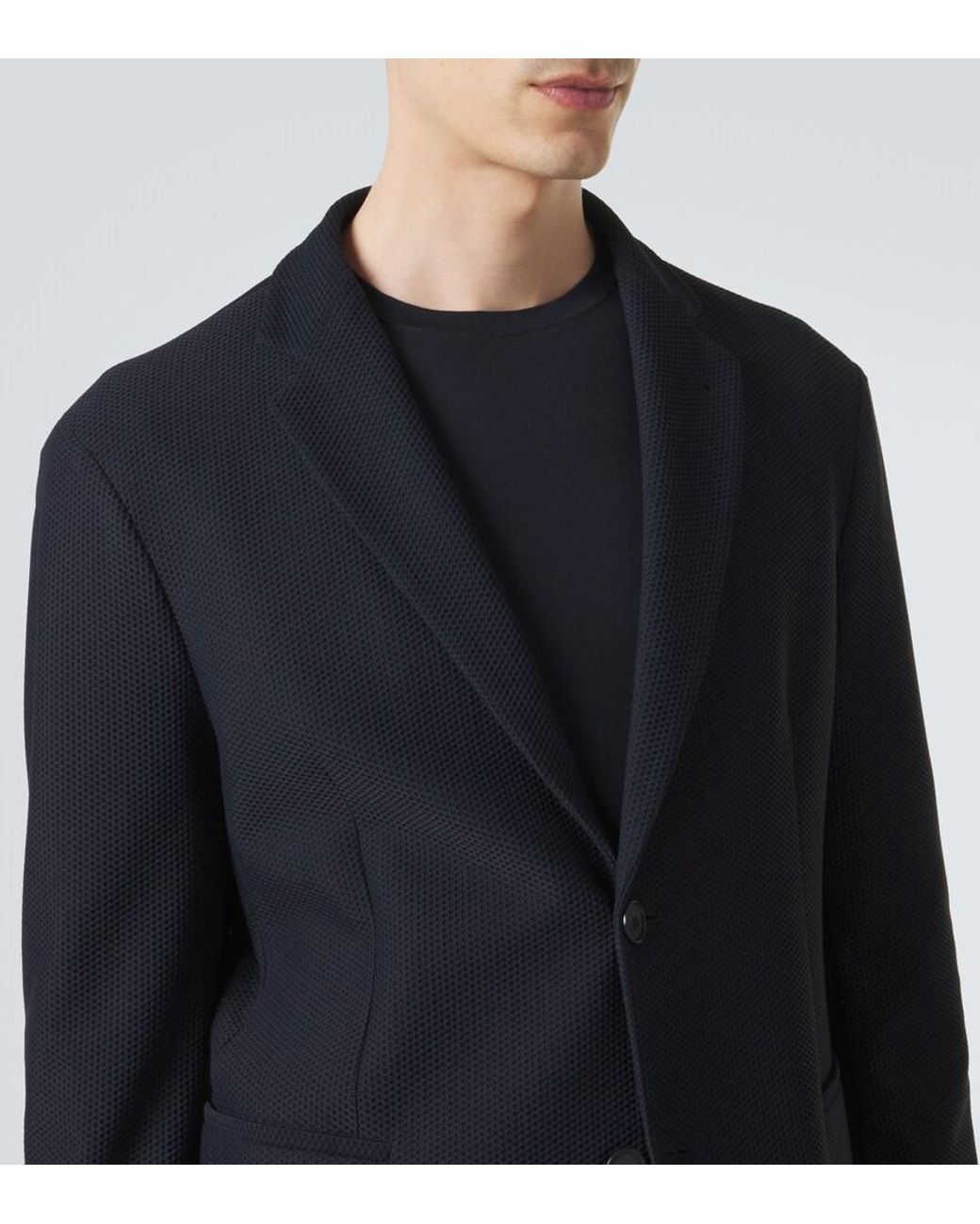 Giorgio Armani Black Waffle-Knit Blazer for men