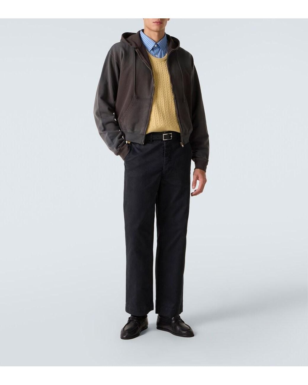 Auralee Black Cotton Jersey Hoodie for men