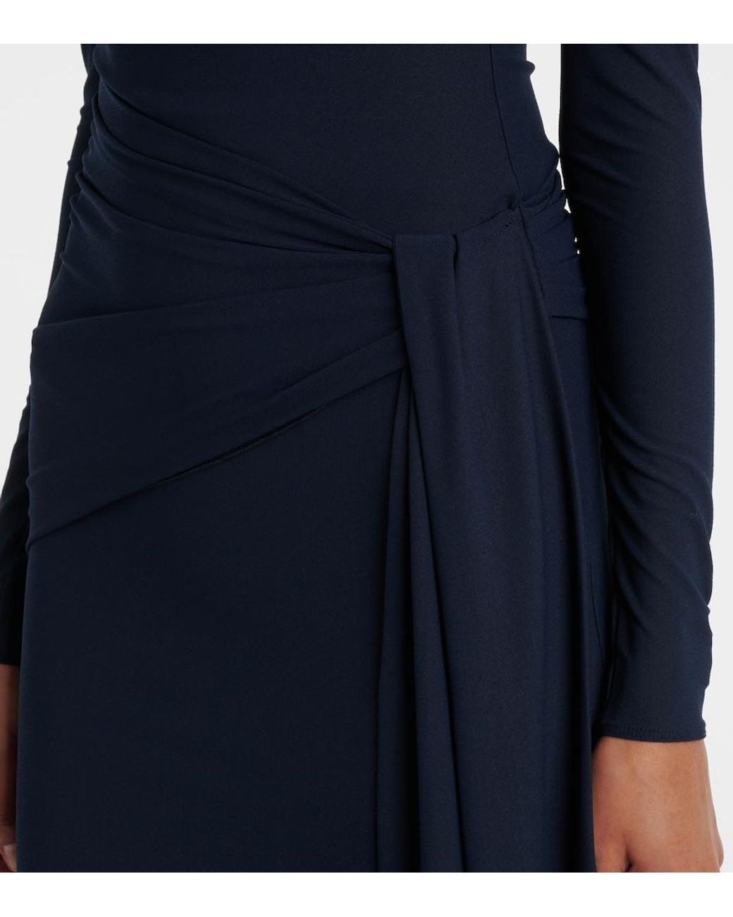 Alex Perry Blue Semi-Sheer Gathered Gown