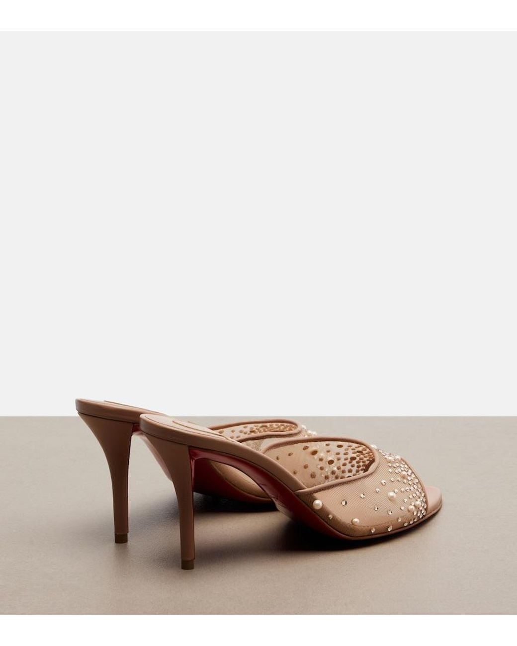 Christian Louboutin Pink Miss Z Degrastrass Perla Mesh Mules