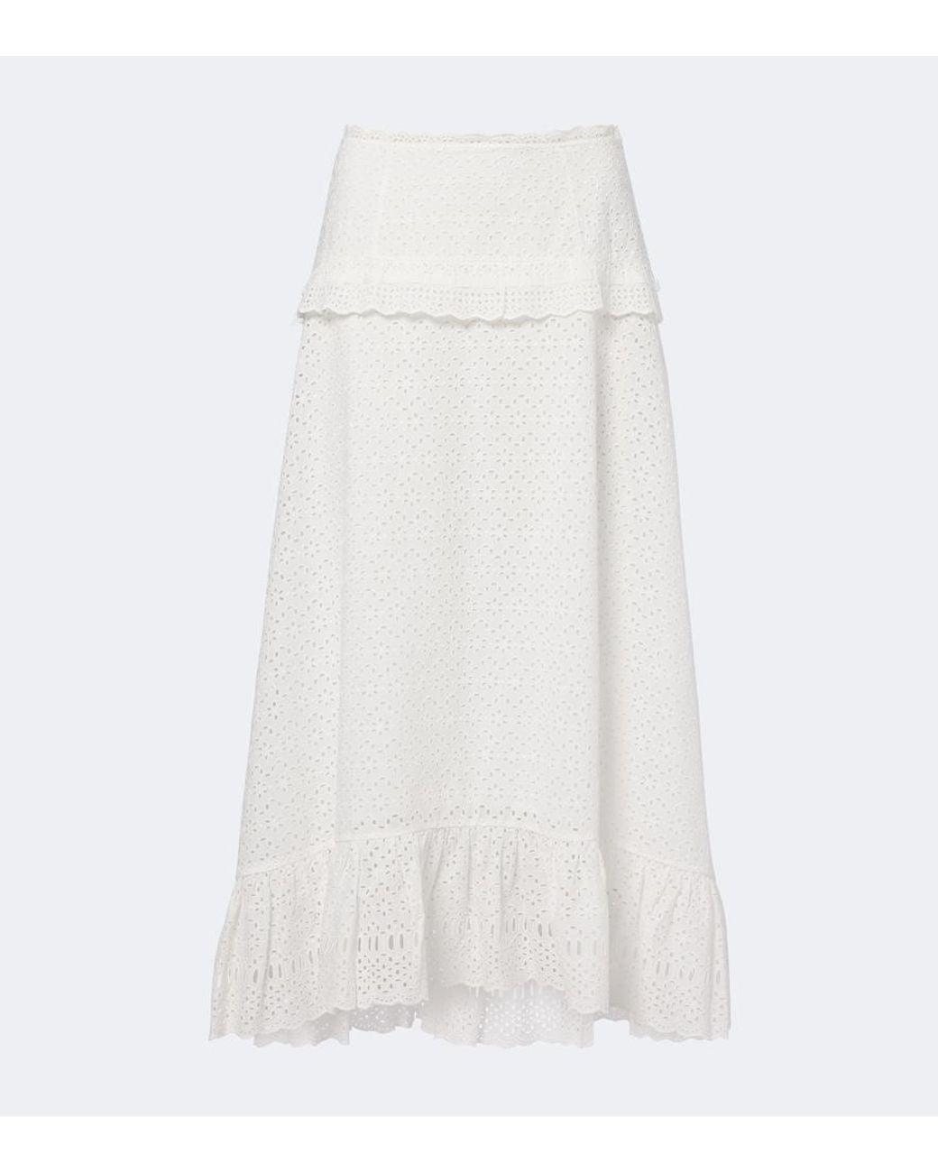 Ulla Johnson White Violetta Broderie Anglaise Midi Skirt