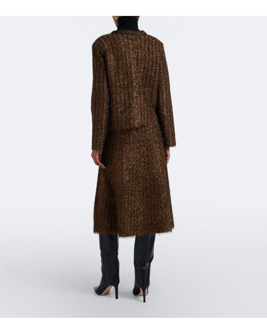 Veronica Beard Brown Esmeray Knitted Midi Skirt