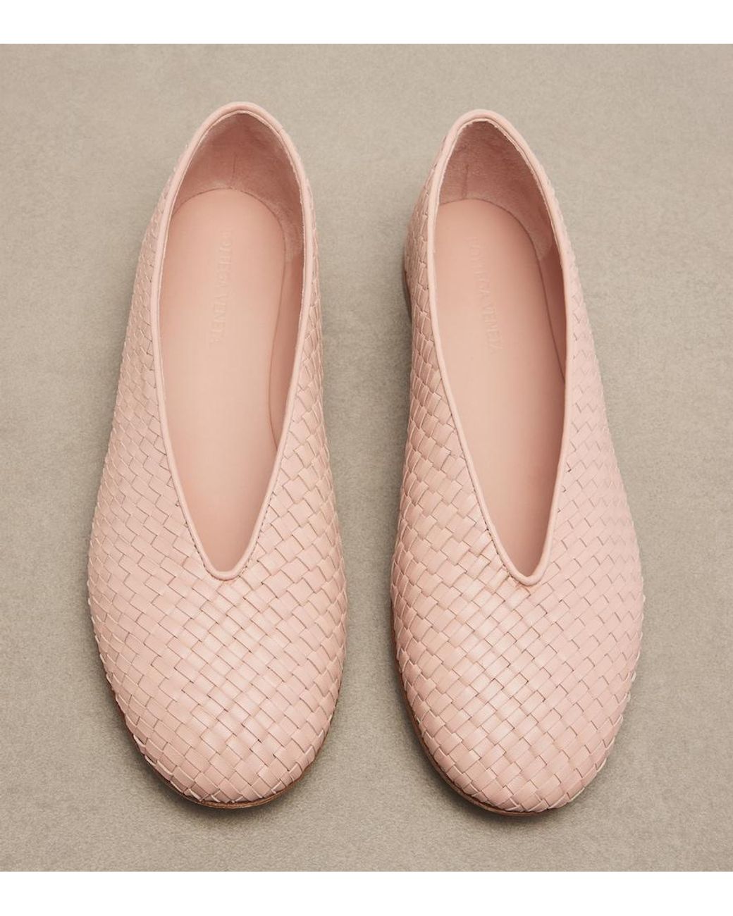 Bottega Veneta Pink Rosa Intrecciato Leather Ballet Flat