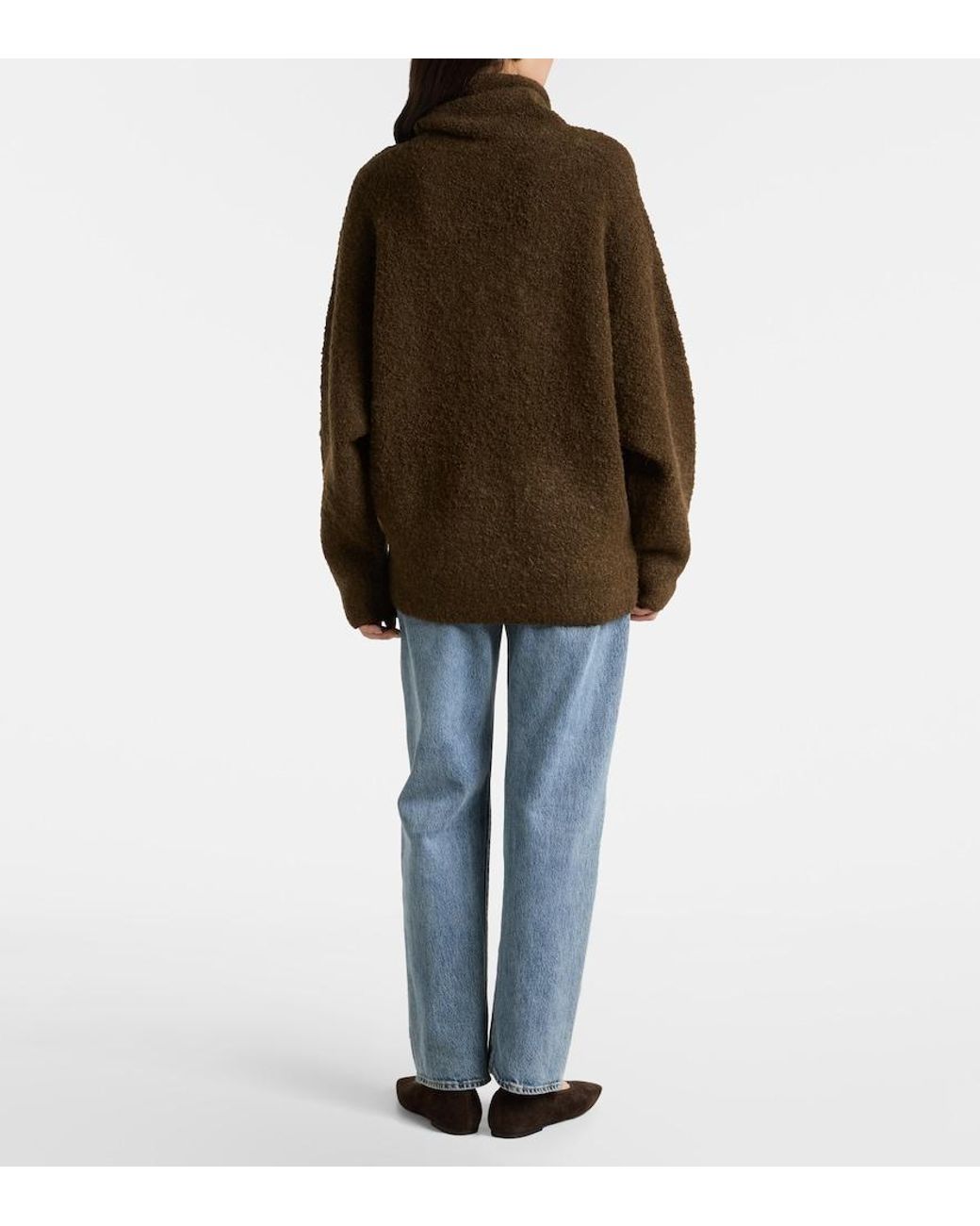 Totême  Brown Alpaca And Wool-Blend Boucle Turtleneck Sweater
