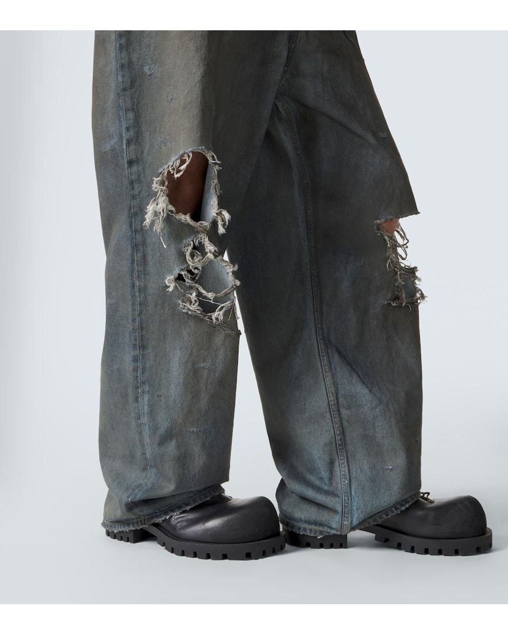 Balenciaga Gray Distressed Jeans for men