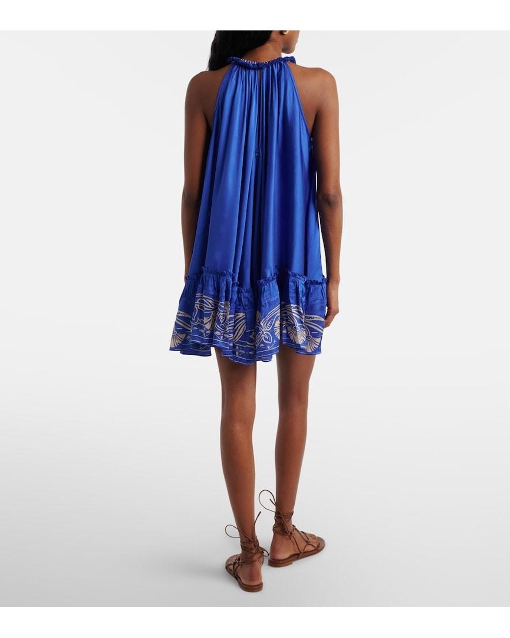 Poupette Blue Cleo Embellished Floral Satin Minidress