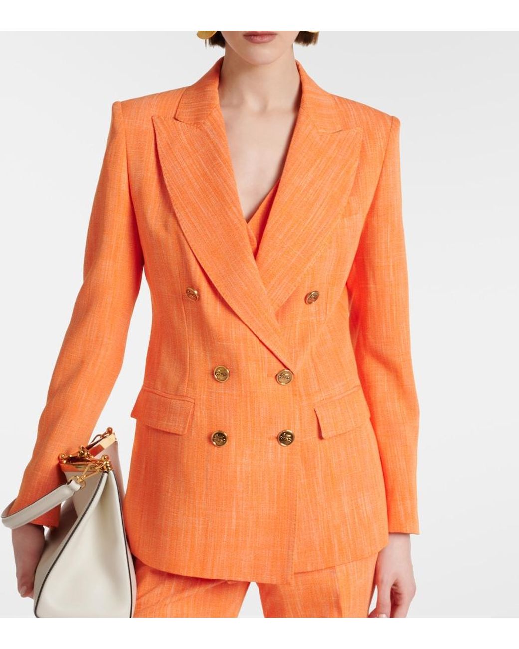 Etro Orange Double-Breasted Blazer