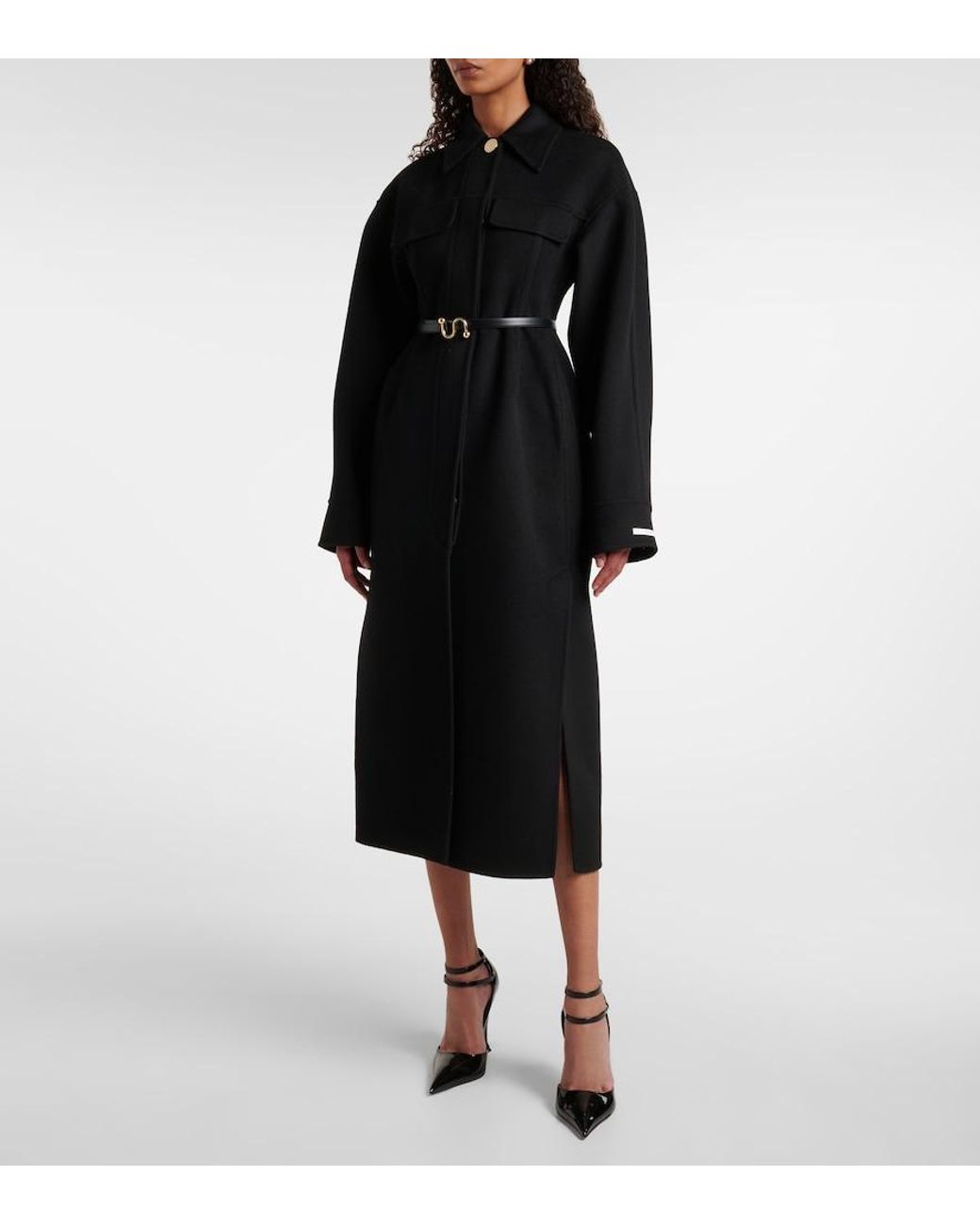 Sportmax Black Olio Virgin Wool Coat