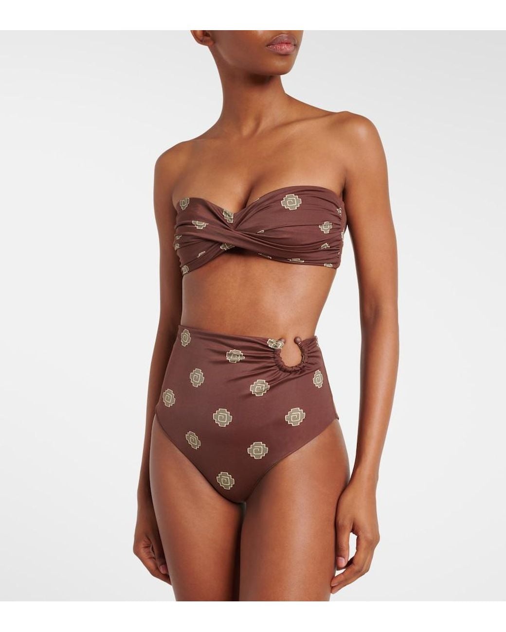 Johanna Ortiz Brown Sea Sprite Printed Bikini Top