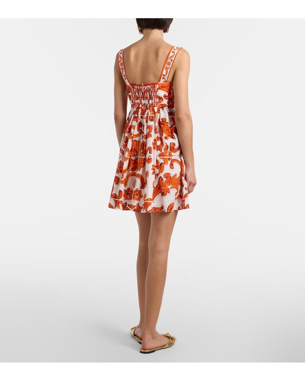Dolce & Gabbana Red Majolica Cotton Poplin Minidress