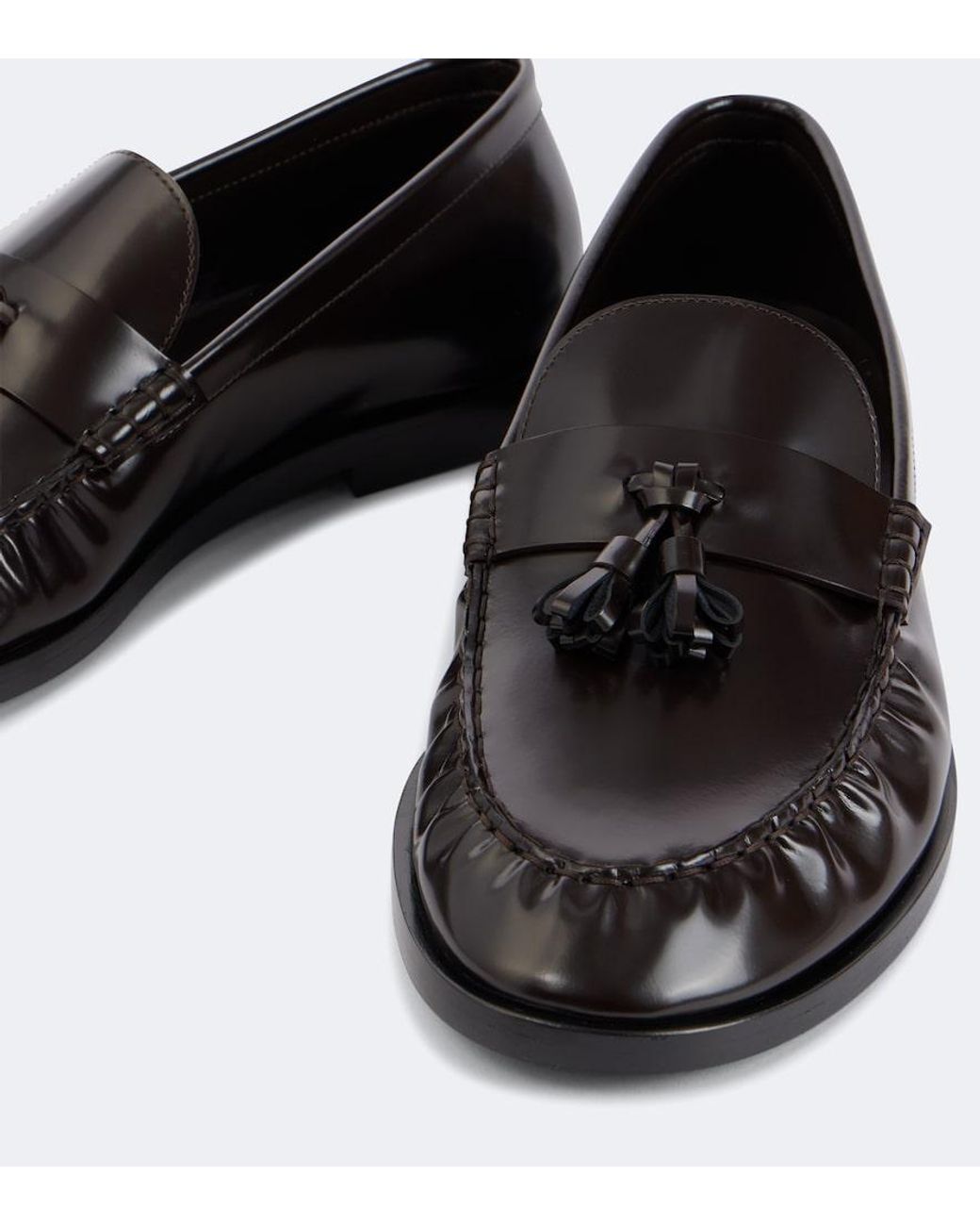 The Row Black Classic Leather Loafers for men