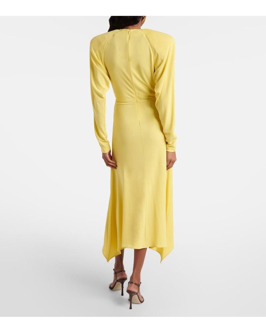 Stella McCartney Yellow Draped Jersey Midi Dress