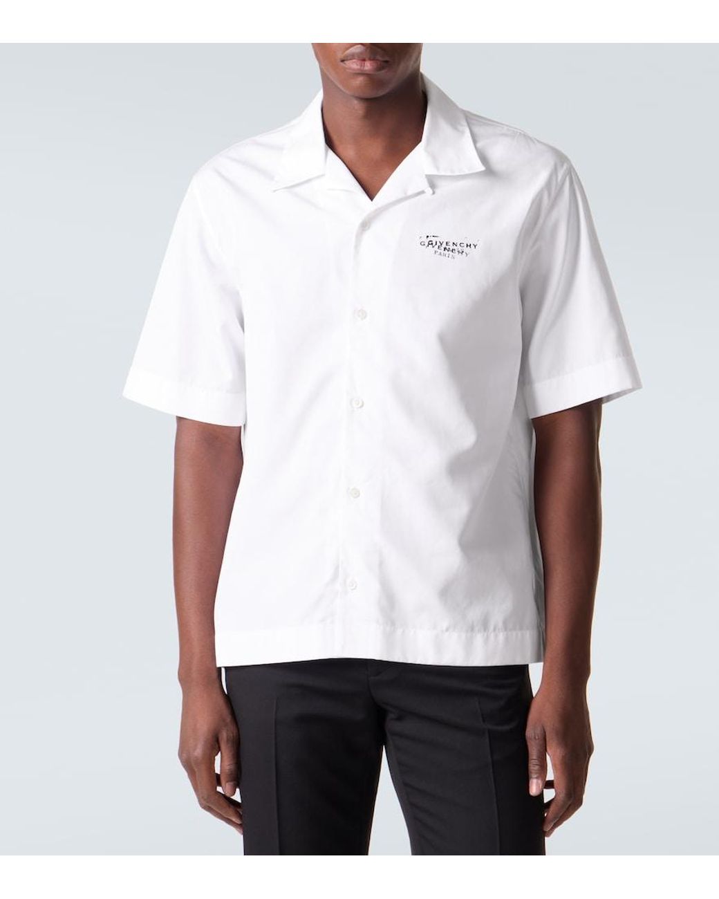 Givenchy White Logo Cotton Poplin Bowling Shirt for men