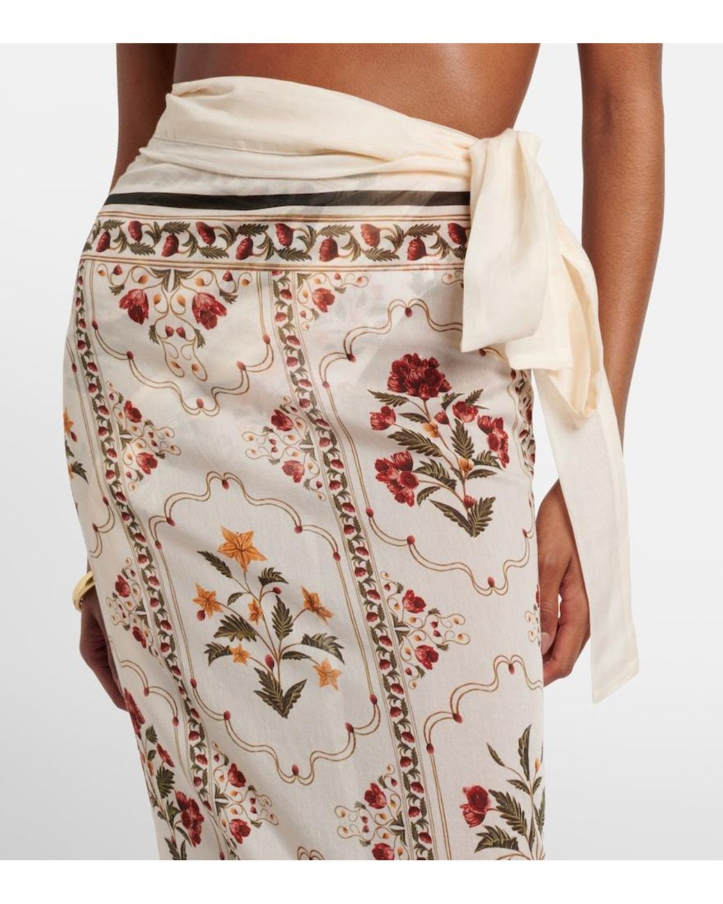 Agua Bendita Natural Floral Cotton And Silk Beach Cover-Up