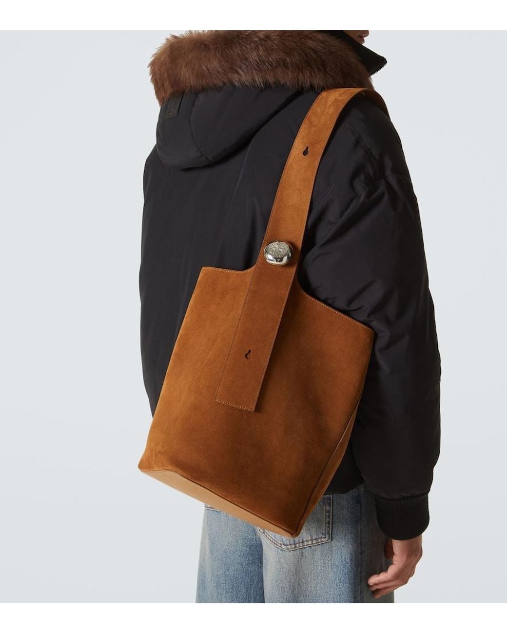 Loewe Brown Pebble Large Suede Tote Bag for men