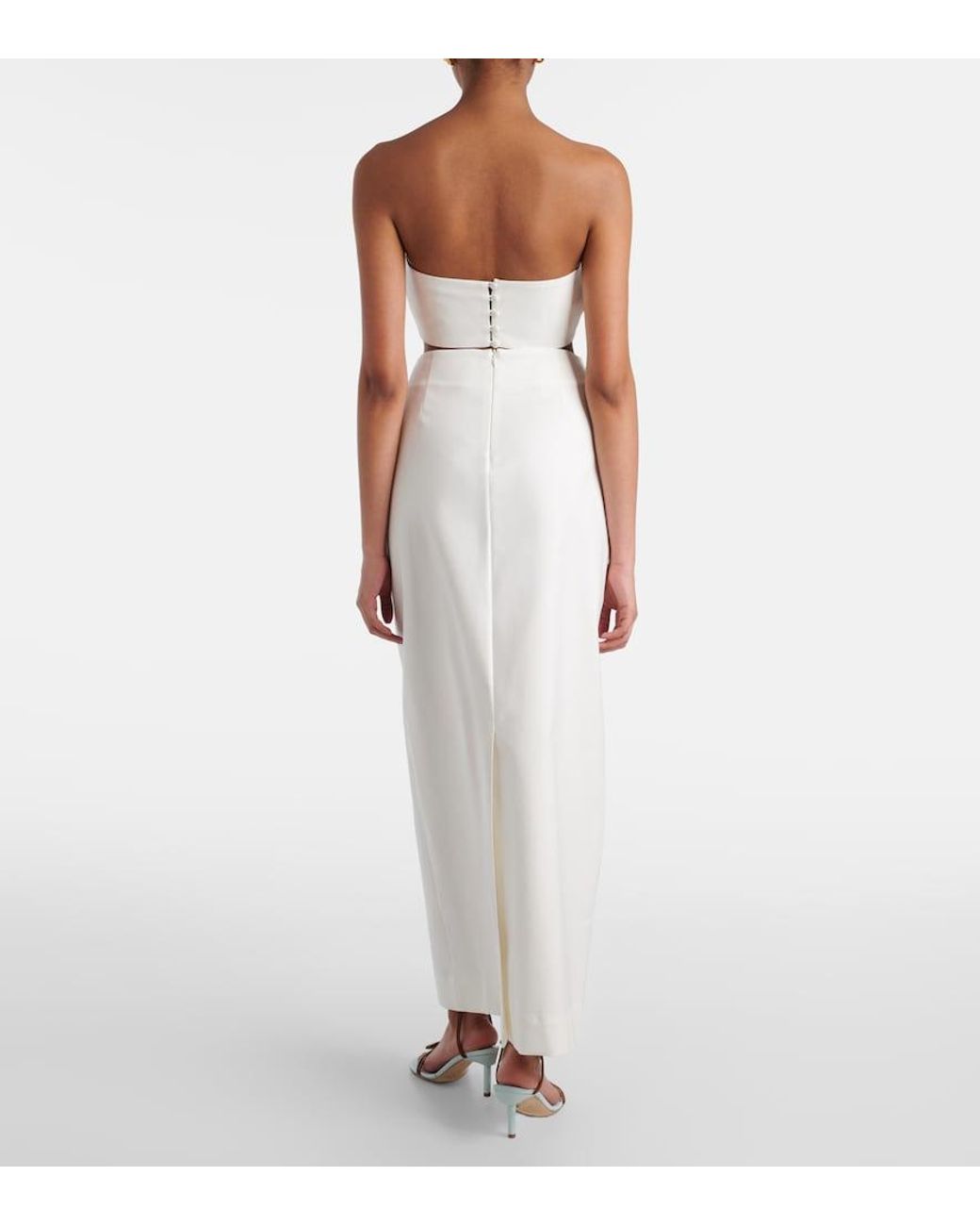 Adriana Degreas Natural Embellished Cotton-Blend Bandeau Top