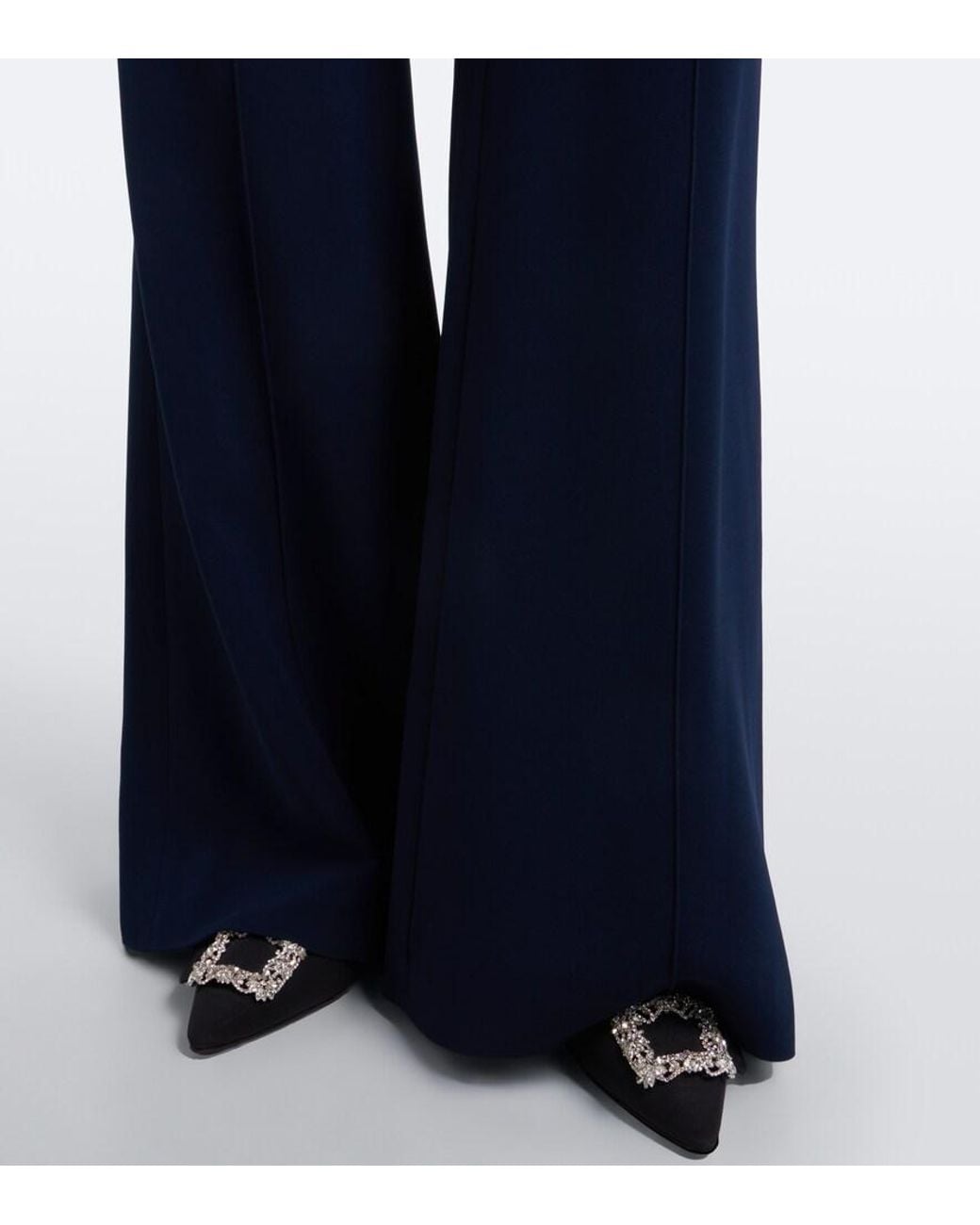 Elie Saab Blue Crepe Wide-Leg Pants