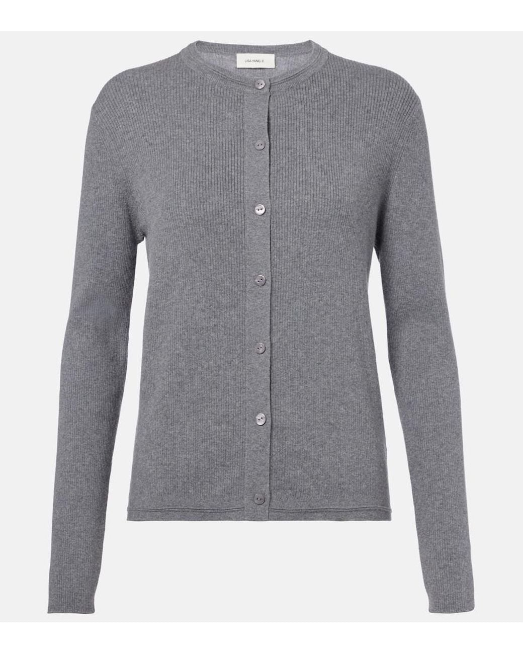 Lisa Yang Gray Abeena Ribbed-Knit Cotton And Cashmere Cardigan