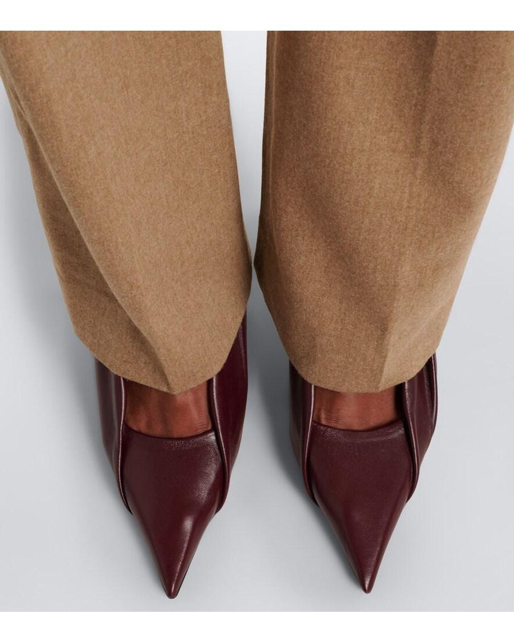 Khaite Brown Eve Draped Leather Pumps