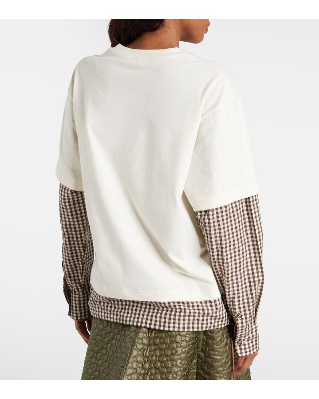 Moncler White Checked Cotton Jersey T-Shirt