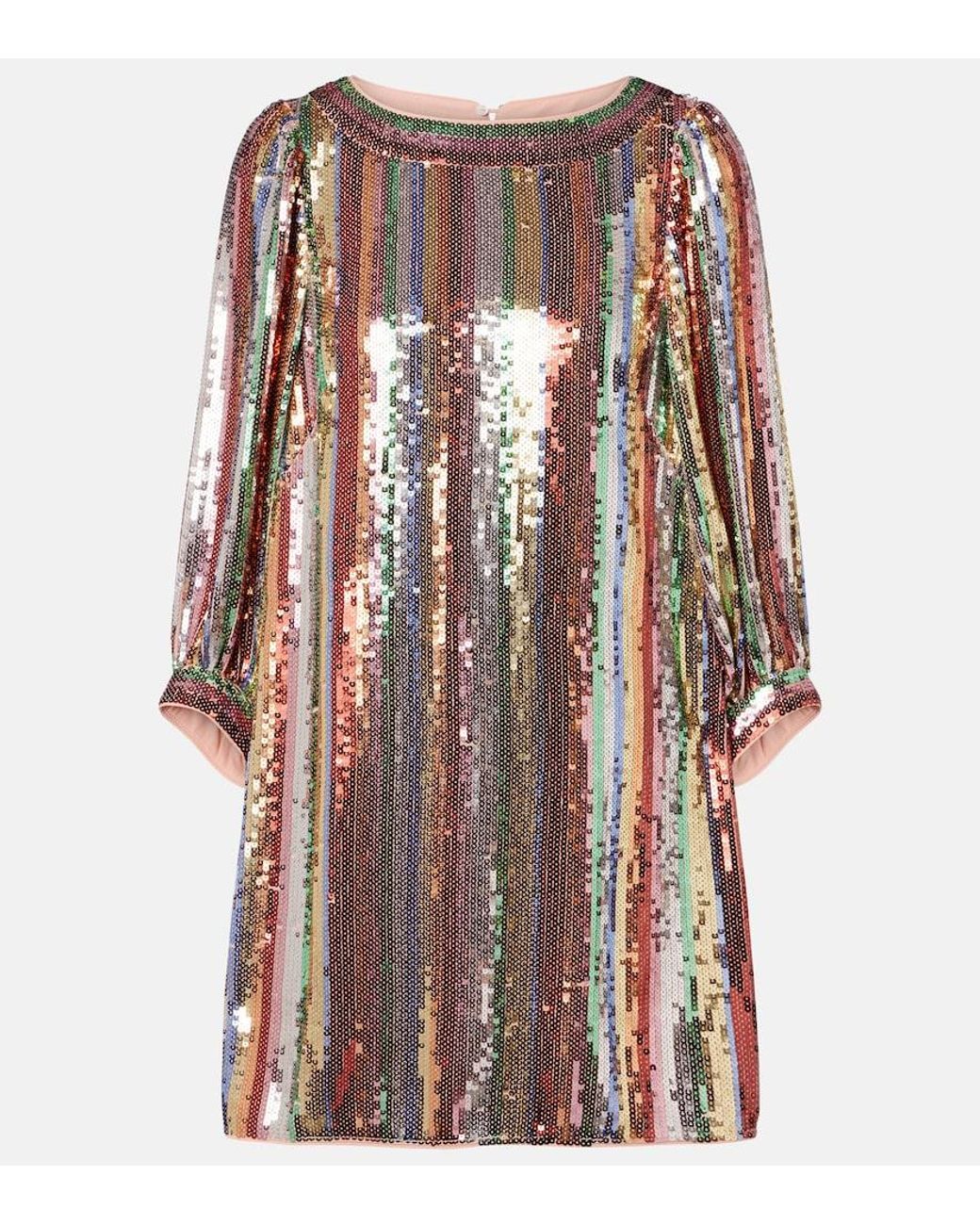 Rixo Multicolor Laurie Sequined Striped Minidress