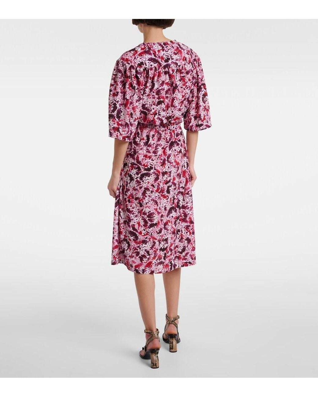 Dries Van Noten Red Printed Midi Dress