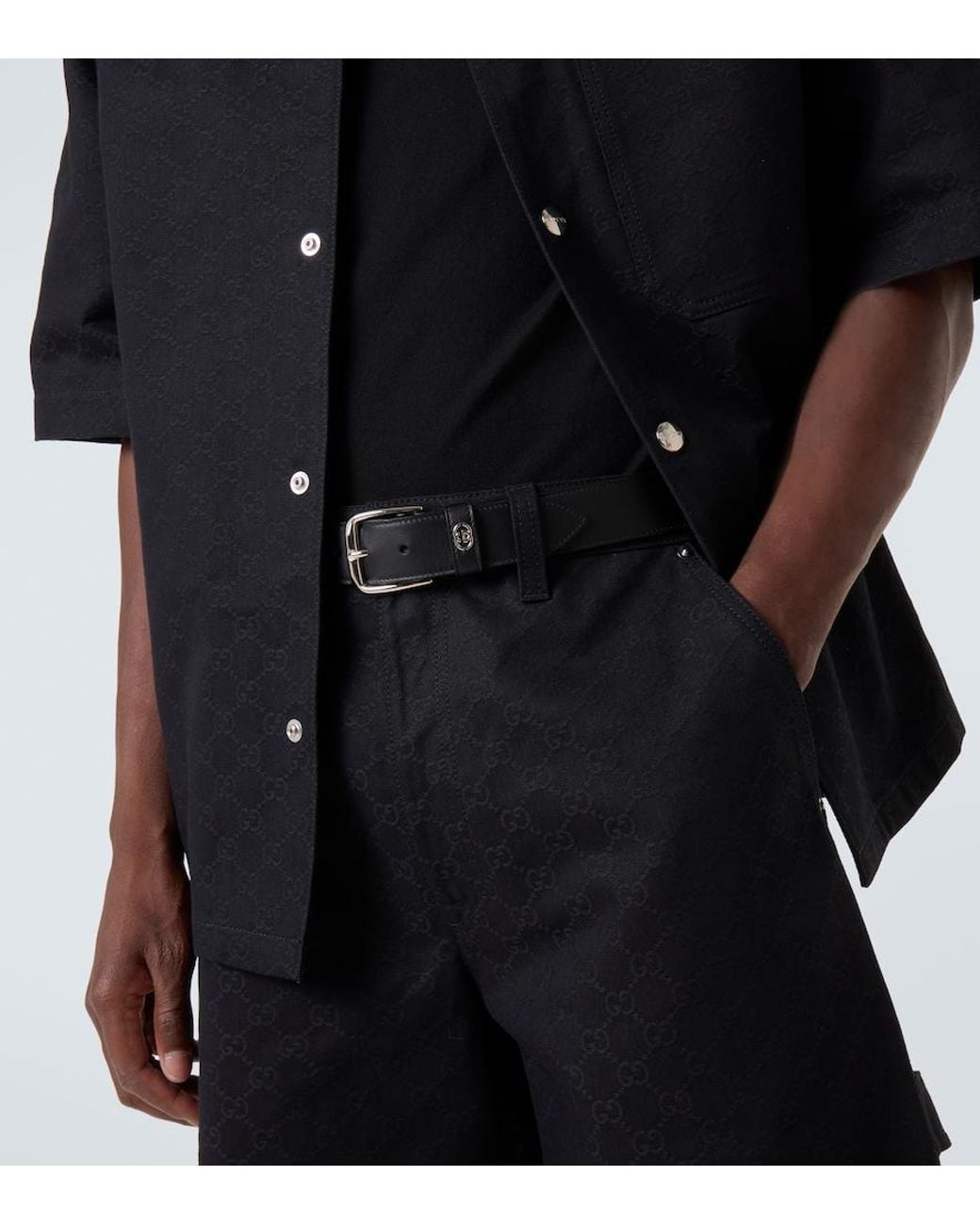 Gucci Guertel Gg Aus Leder in Black für Herren