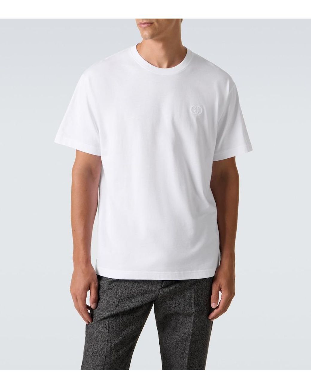 Gucci White Double G Cotton Jersey T-Shirt for men