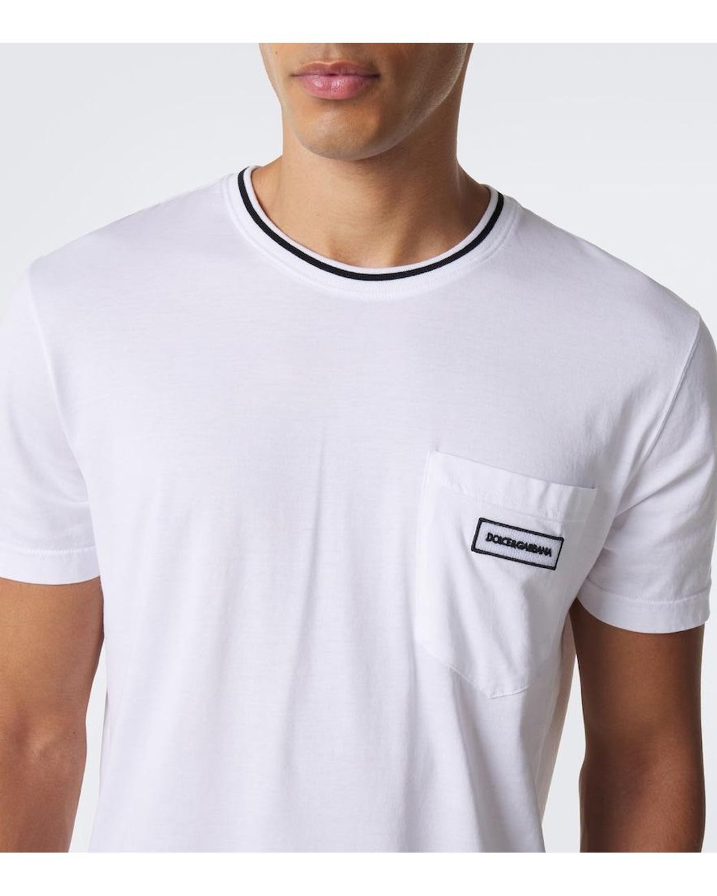 Dolce & Gabbana White Logo Cotton Jersey T-Shirt for men