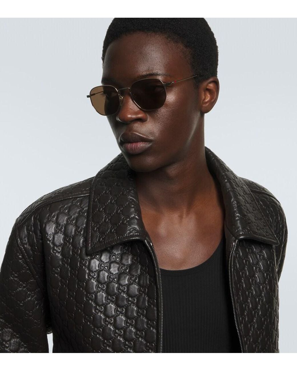 Gucci Brown Round Sunglasses for men