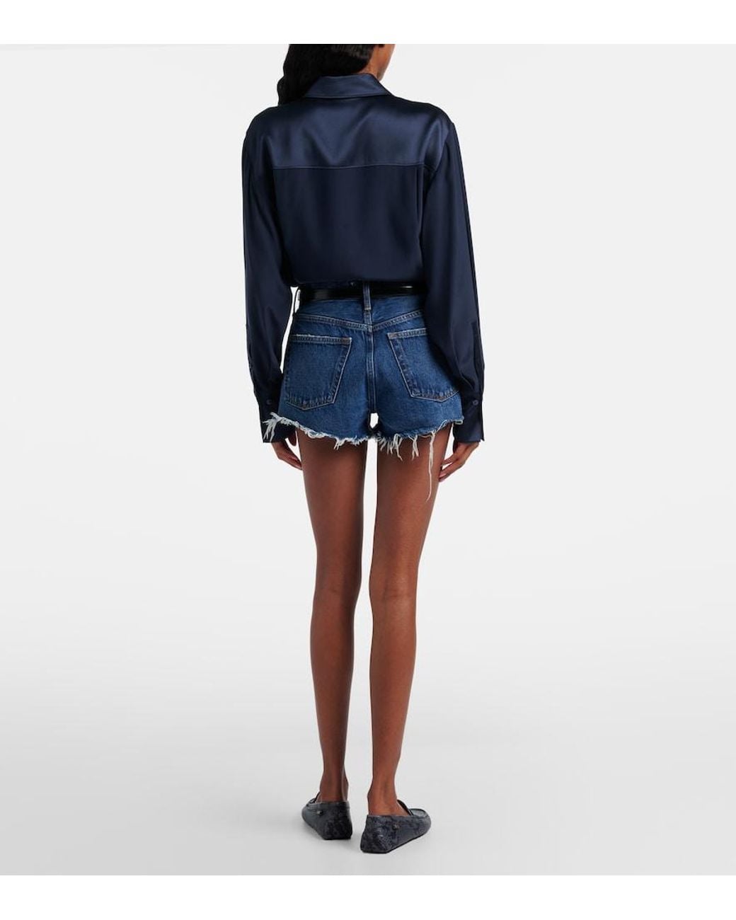 Agolde Blue Parker Denim Shorts