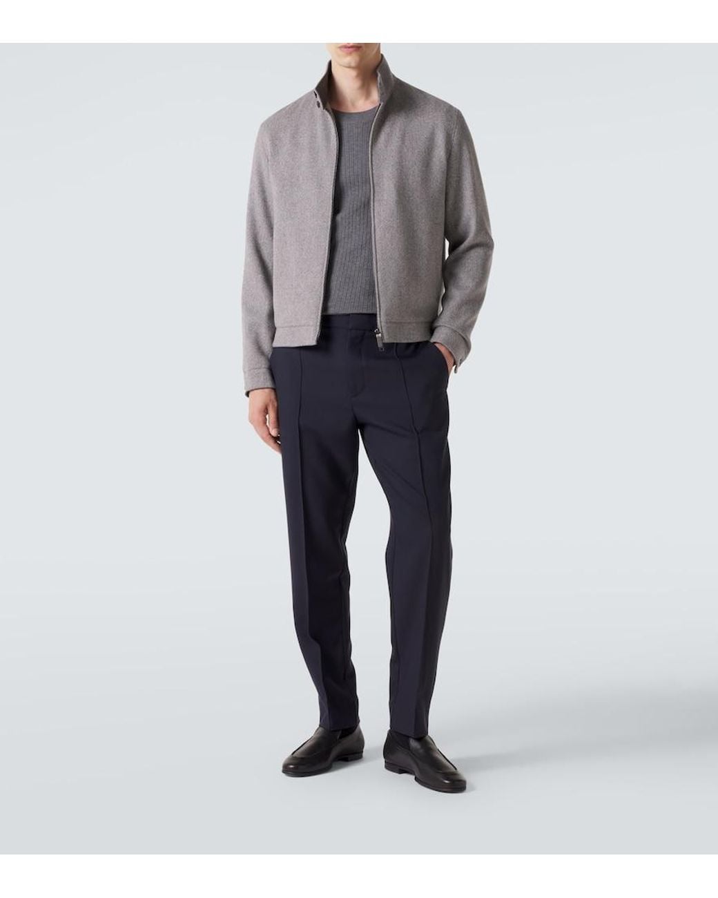 Zegna Gray Wool And Cashmere Jacket for men