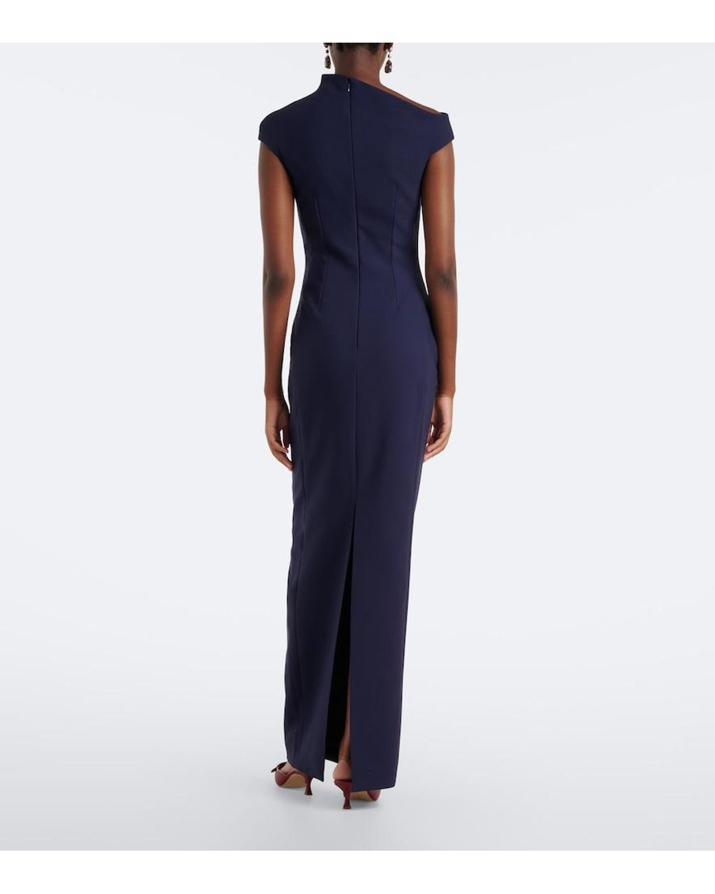 Solace London Blue Arion Asymmetric Crepe Cocktail Dress