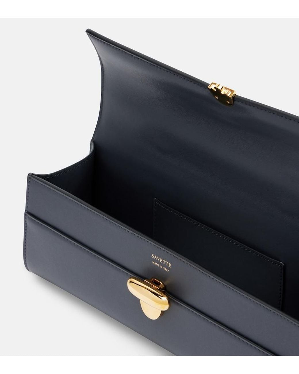 SAVETTE Blue Symmetry Slim Leather Top-Handle Bag